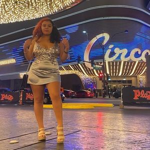 Butterfly Sequin Silver Mini Dress